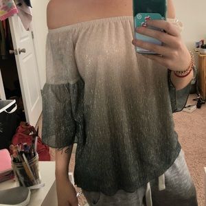 shimmery plume sleeve fabrik blouse